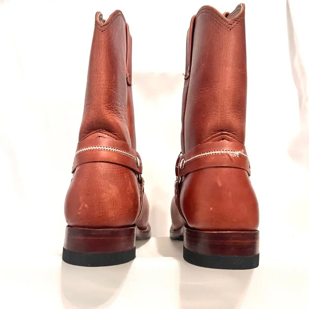 Kids Tan Leather Western Boots - Classic Pull-On Style
